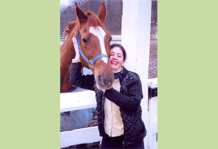Homeira and chestnut horse